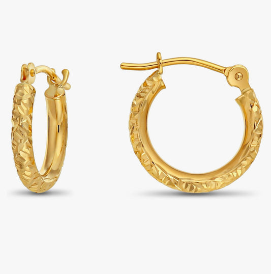 10k Gold Hoops  Diamond cut 2mm